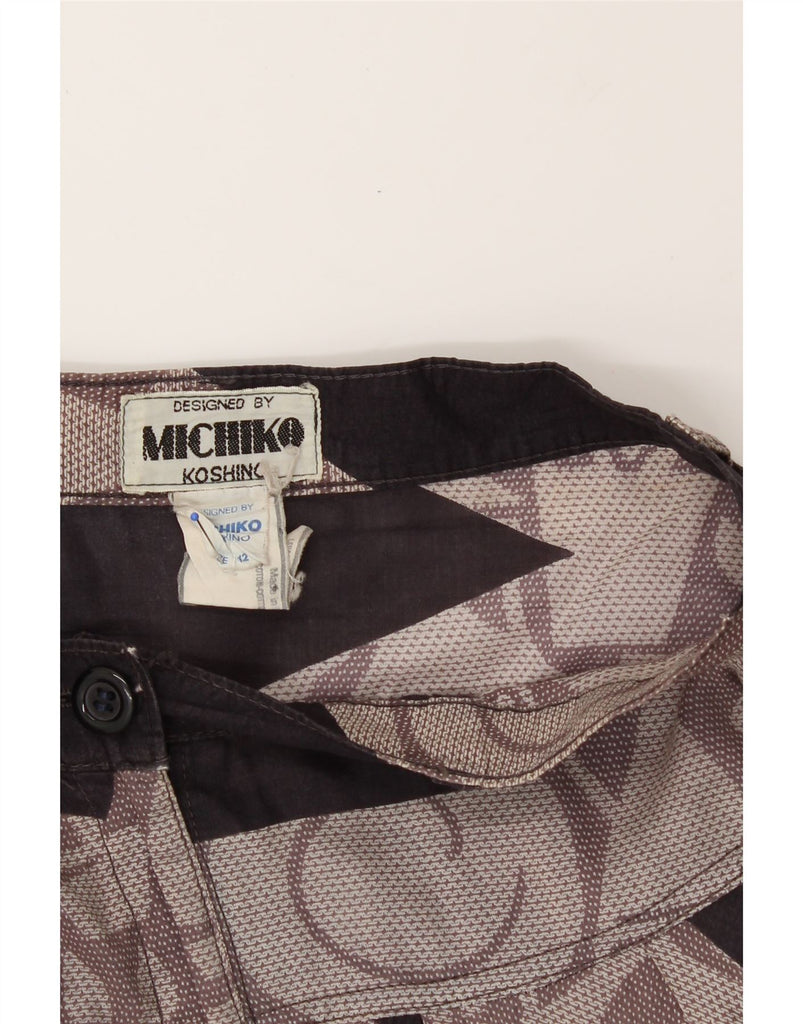 MICHIKO KOSHINO Womens Flared Skirt UK 12 Medium W27  Purple Geometric Vintage Michiko Koshino and Second-Hand Michiko Koshino from Messina Hembry 