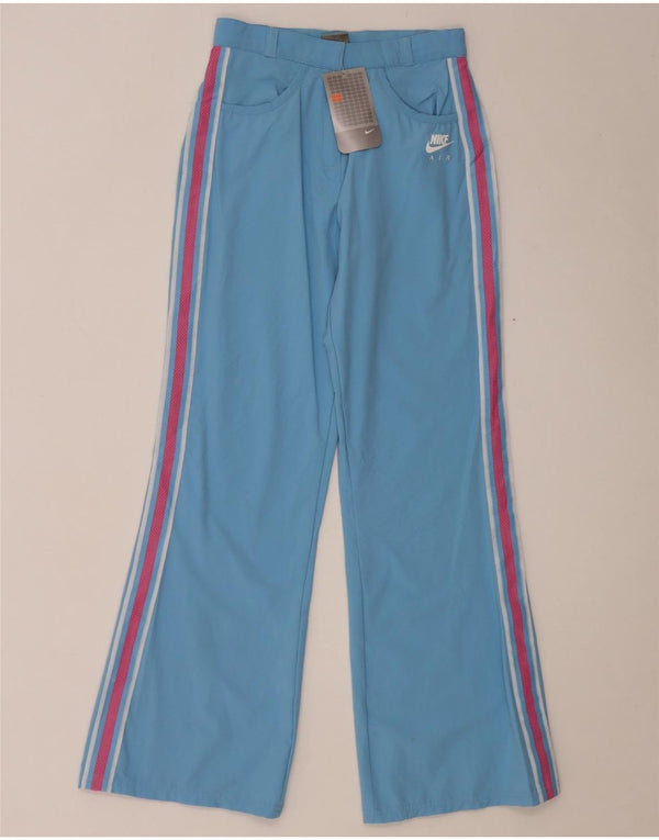 Nike Girls Wide Leg Casual Trousers 13-14 Years W24 L29 Blue Striped Nylon