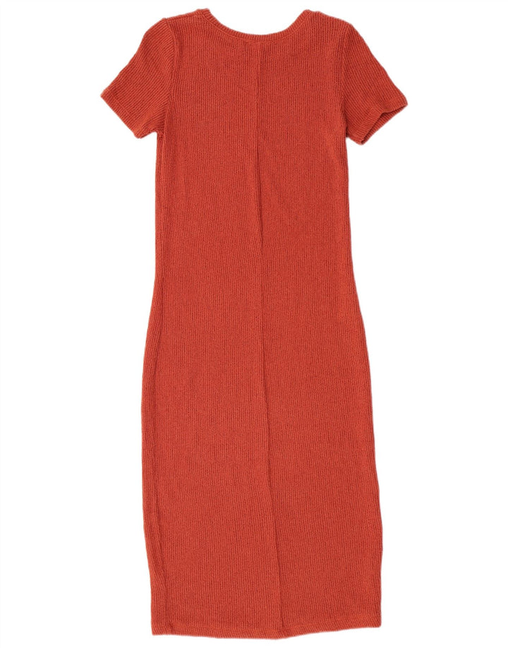 Zara Womens See Through Maxi Jumper Dress UK 8 Small Orange