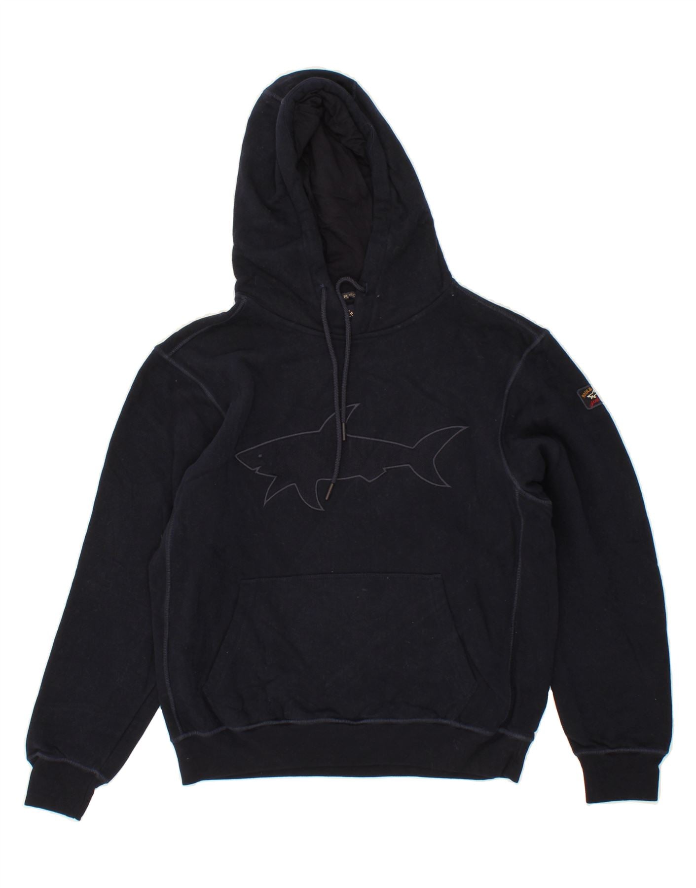 PAUL SHARK Mens Graphic Hoodie Jumper XS Navy Blue Cotton