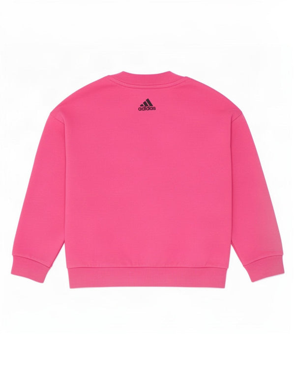 Adidas Girls Graphic Sweatshirt Jumper 3-4 Years Pink Cotton