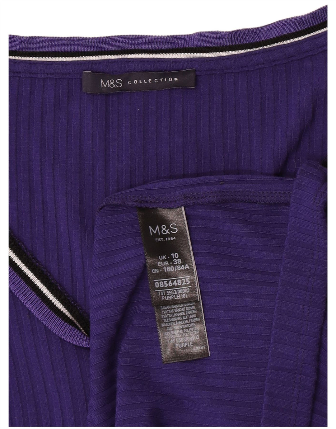 Marks & Spencer Womens Top Long Sleeve UK 10 Small Purple Polyester