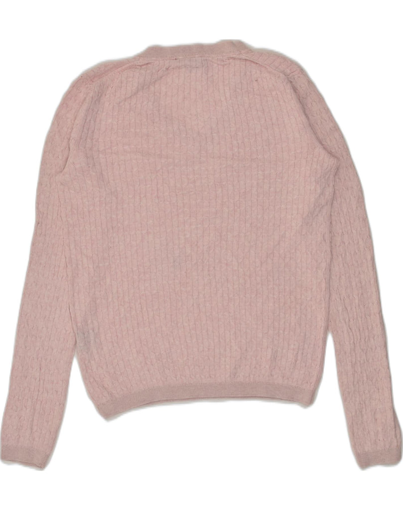 TOMMY HILFIGER Womens V-Neck Jumper Sweater UK 10 Small Pink Cotton | Vintage Tommy Hilfiger | Thrift | Second-Hand Tommy Hilfiger | Used Clothing | Messina Hembry 