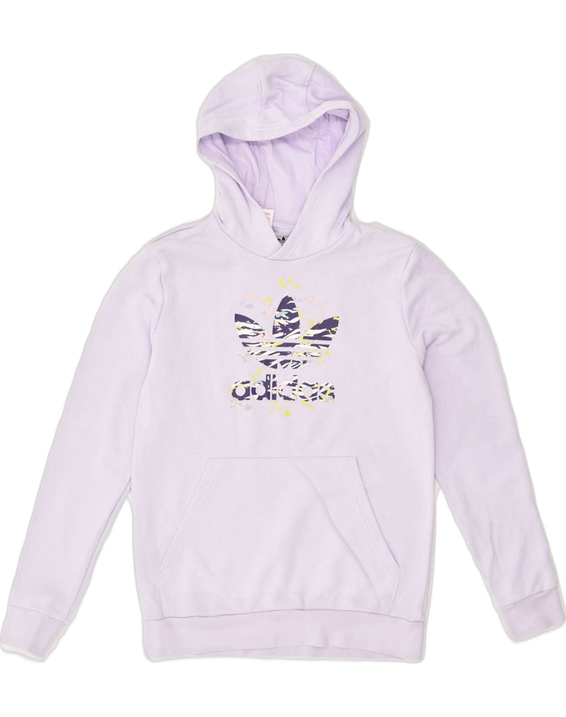 ADIDAS Girls Graphic Hoodie Jumper 14-15 Years Purple Cotton | Vintage Adidas | Thrift | Second-Hand Adidas | Used Clothing | Messina Hembry 