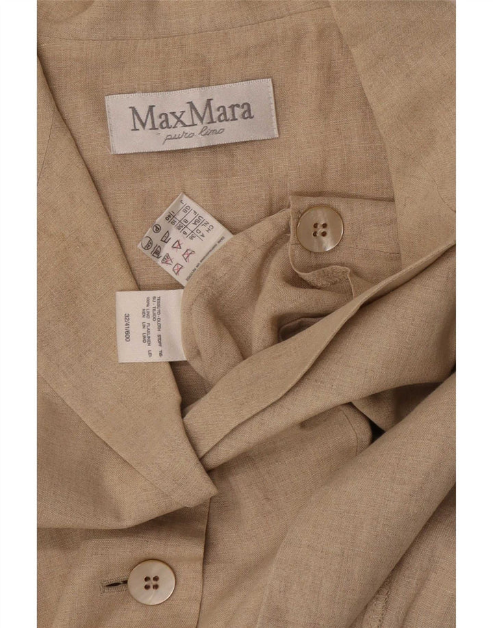 Max Mara Womens 3 Button Sleeveless Blazer Jacket UK 10 Small  Beige Linen