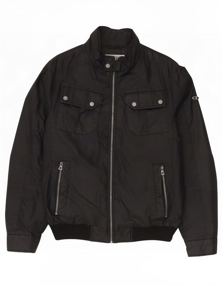 Geox Mens Bomber Jacket UK 40 Large Black Cotton