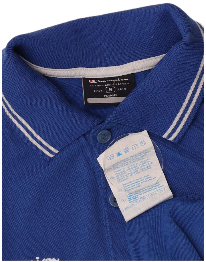 Champion Mens Graphic Polo Shirt Small Blue Cotton