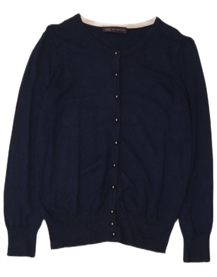 Marks & Spencer Womens Cardigan Sweater UK 12 Medium  Navy Blue Viscose