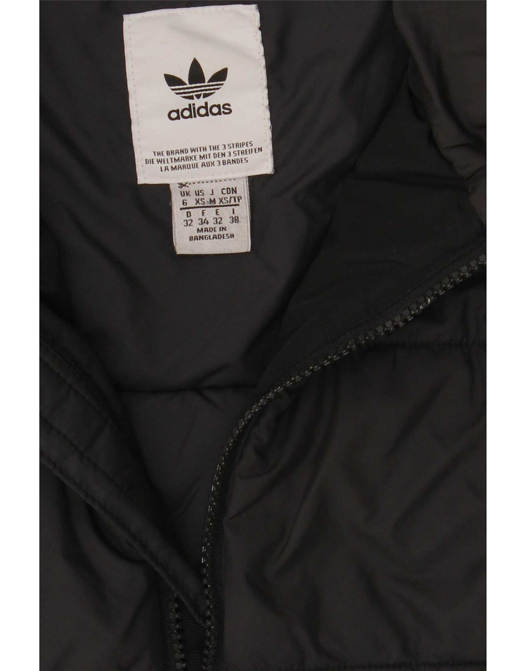 Adidas Womens Hooded Padded Jacket UK 6 XS Black Polyester