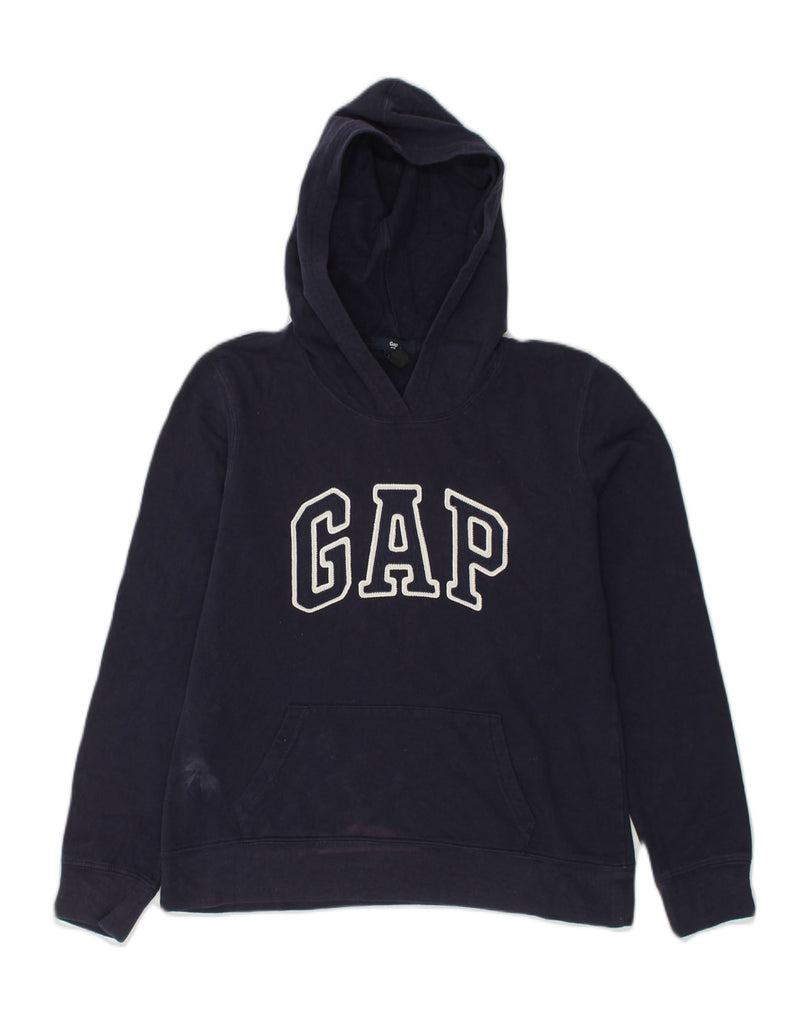 GAP Womens Loose Fit Graphic Hoodie Jumper UK 10 Small Navy Blue Cotton | Vintage Gap | Thrift | Second-Hand Gap | Used Clothing | Messina Hembry 