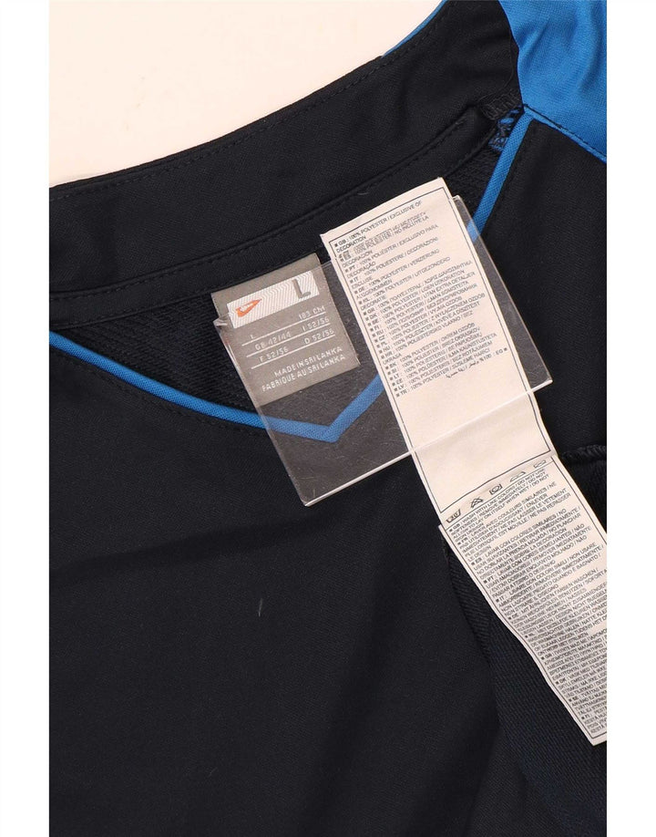 Nike Mens T-Shirt Top UK 42/44 Large Navy Blue Colourblock Polyester
