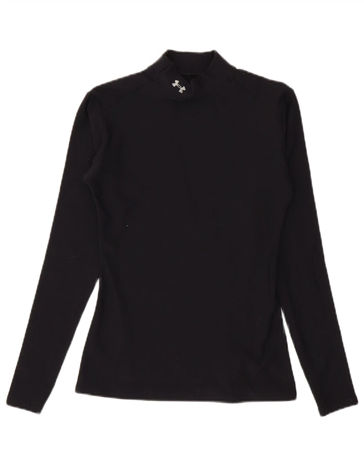 Under Armour Womens Cold Gear Top Long Sleeve UK 12 Medium Black Nylon