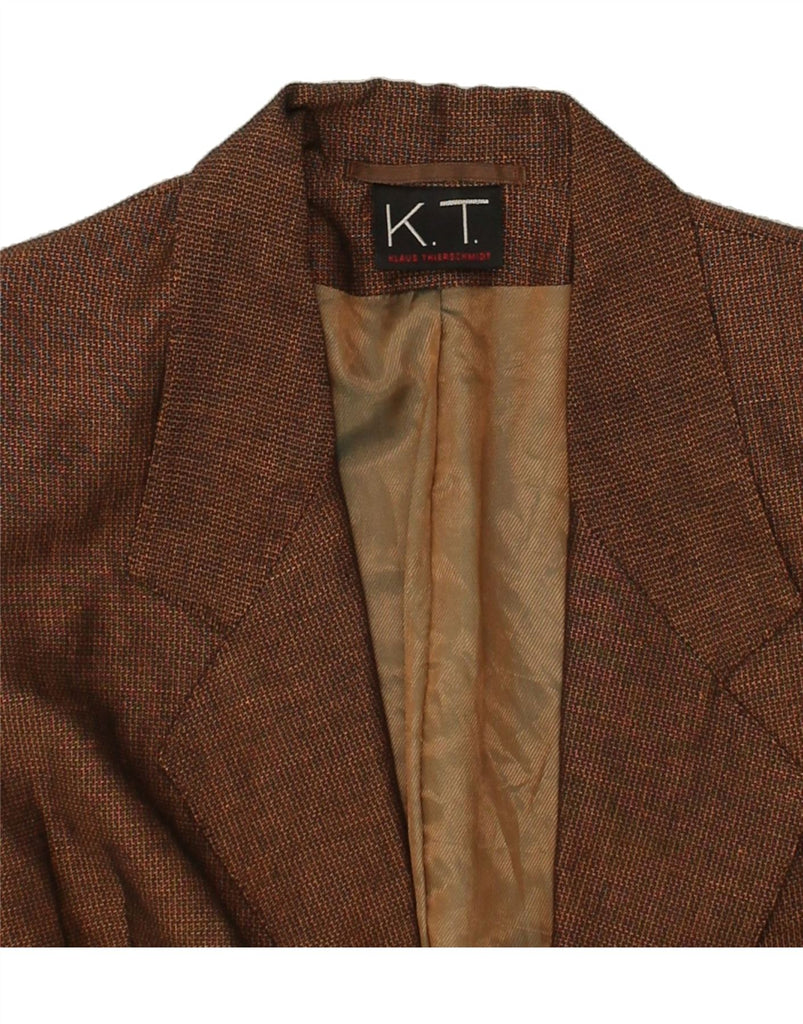 VINTAGE Womens Crop 1 Button Blazer Jacket UK 12 Medium Brown | Vintage Vintage | Thrift | Second-Hand Vintage | Used Clothing | Messina Hembry 