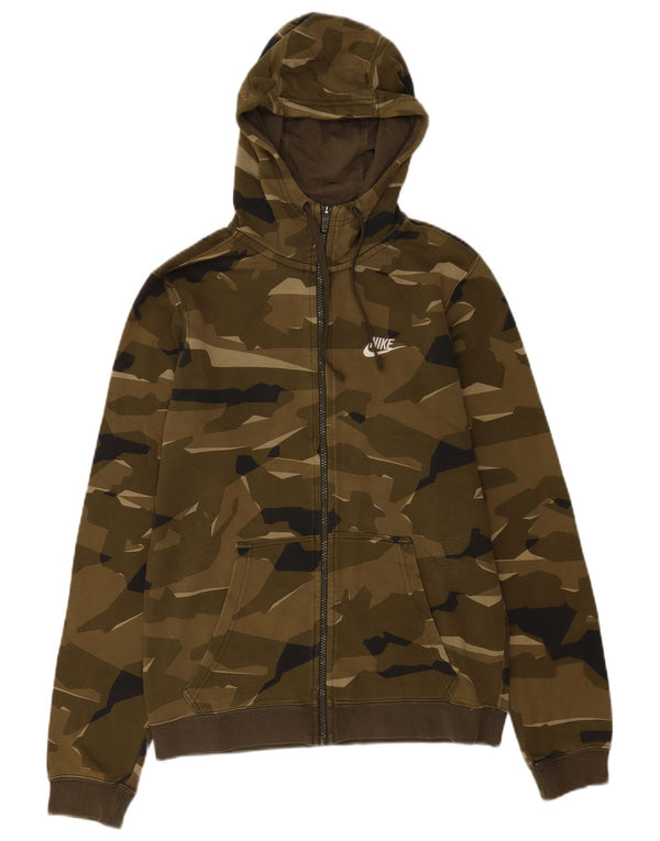 Nike Mens Zip Hoodie Sweater Small Khaki Camouflage Cotton