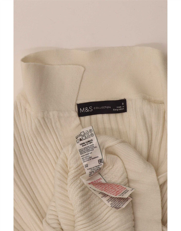 Marks & Spencer Womens Polo Neck Jumper Sweater UK 8 Small White Viscose