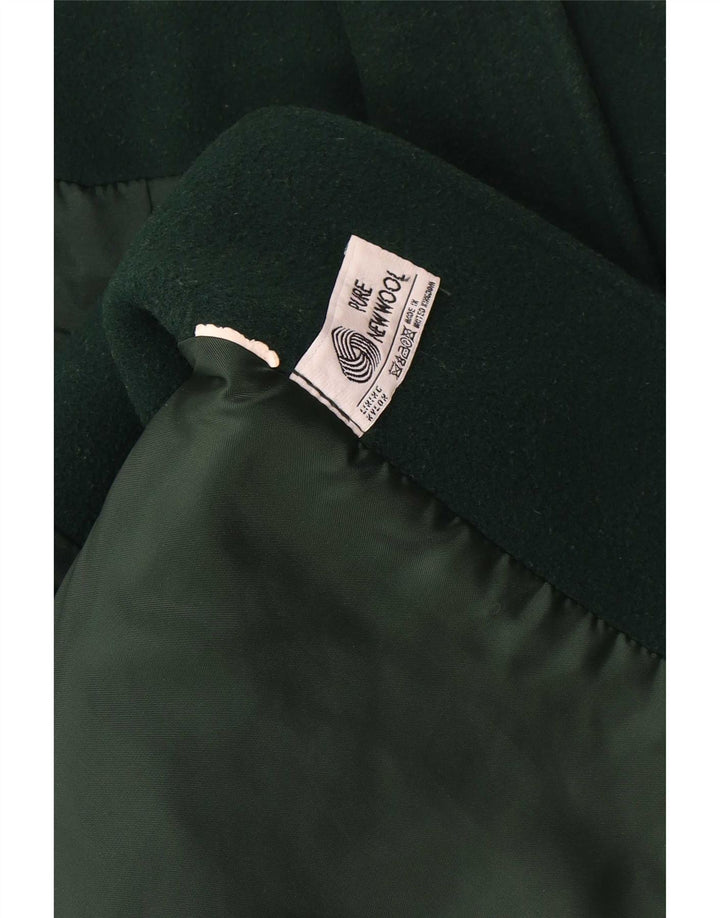 Vintage Womens Oversized Double Breasted Coat UK 18 XL Green New Wool