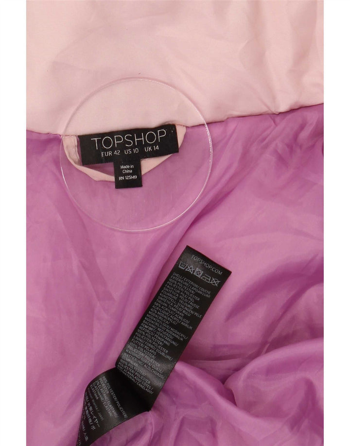 Topshop Womens Oversized Hooded Padded Jacket UK 14 Large Pink Polyester