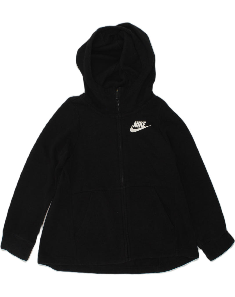 NIKE Girls Zip Hoodie Sweater 6-7 Years XS Black Cotton | Vintage Nike | Thrift | Second-Hand Nike | Used Clothing | Messina Hembry 