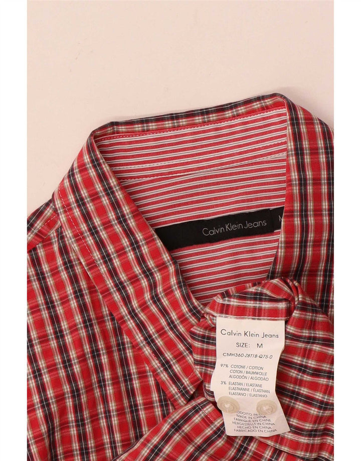 Calvin Klein Jeans Mens Shirt Medium Red Check Cotton