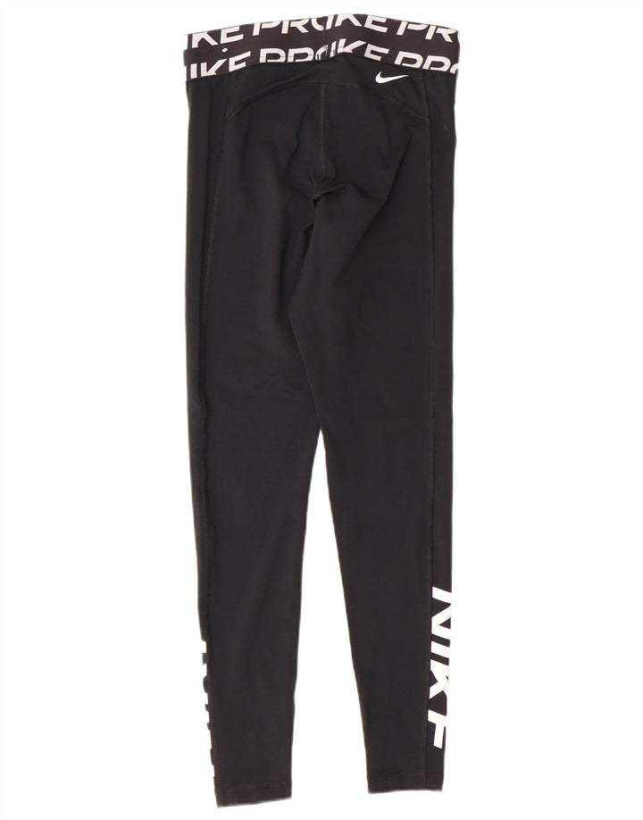 Nike Womens Dri Fit Graphic Leggings UK 10 Small Black Polyester Sports