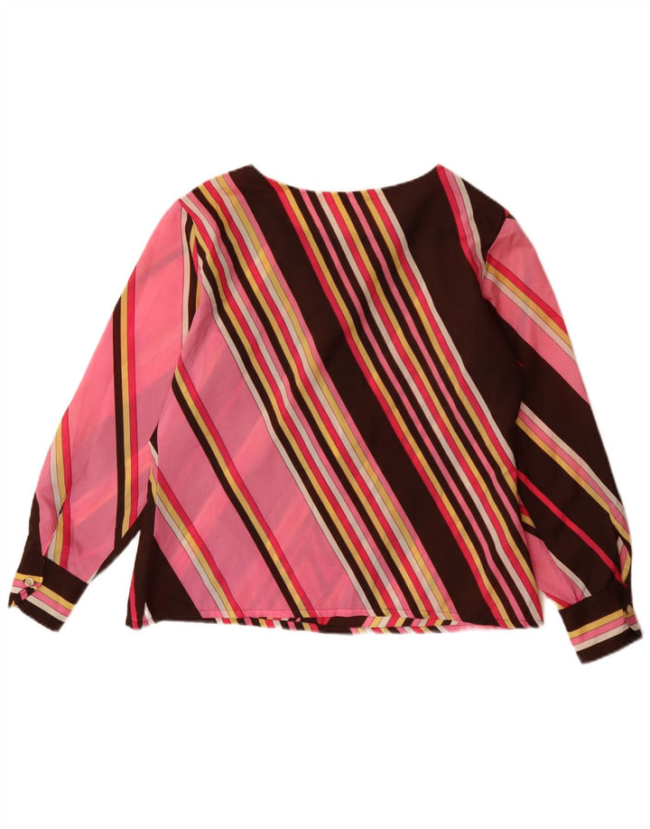 Vintage Womens Long Sleeve Shirt Blouse UK 12 Medium Multicoloured Striped