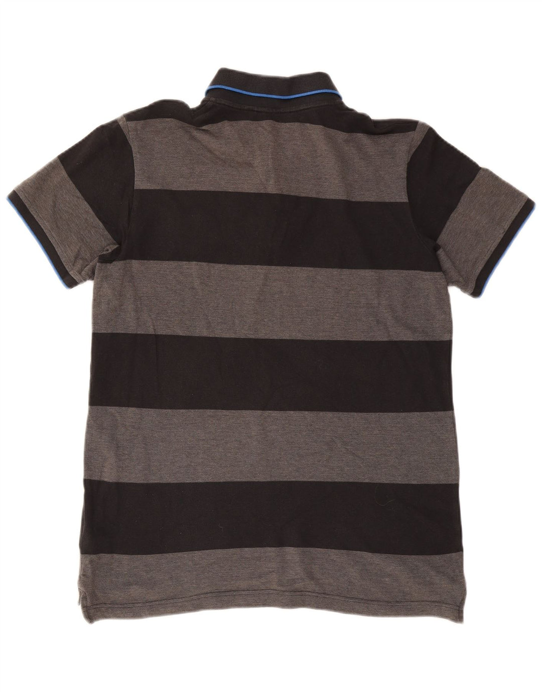 Reebok Mens Rugby Polo Shirt Large Grey Striped Cotton