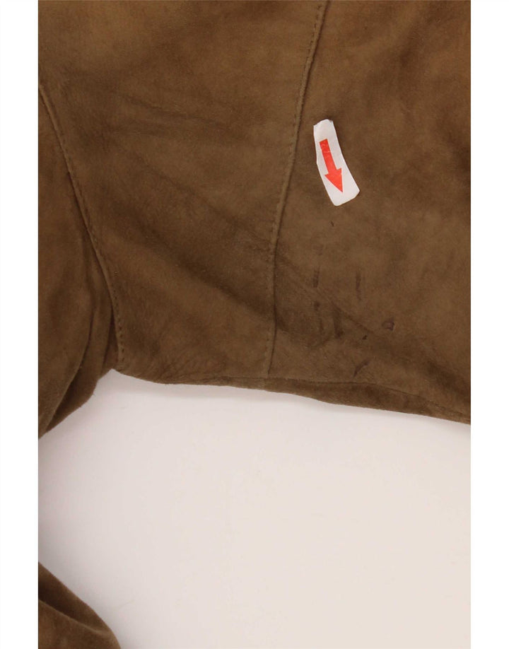 Vintage Mens Bomber Suede Jacket UK 38 Medium Beige
