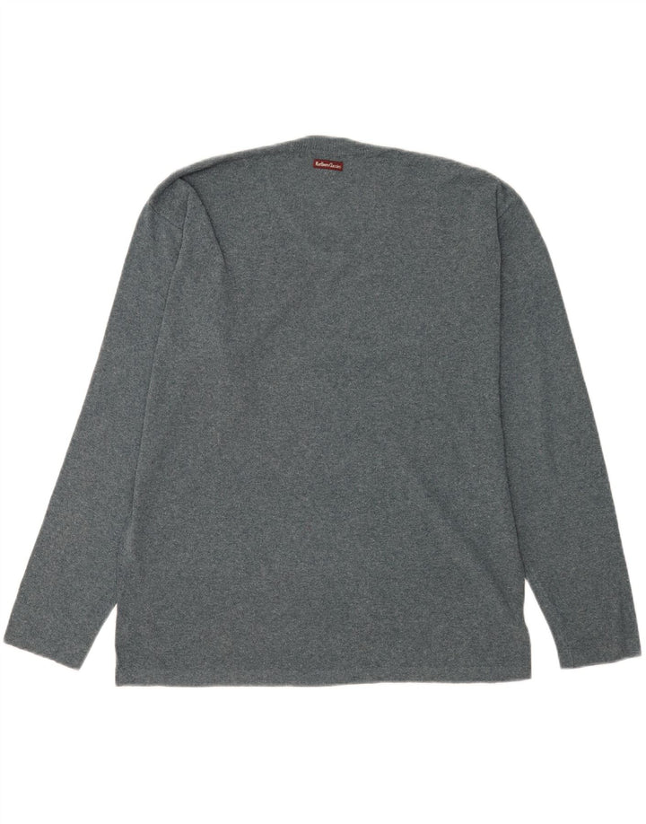 Marlboro Classics Mens V-Neck Jumper Sweater Large Grey Flecked Acrylic