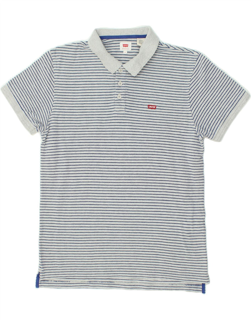 LEVI'S Mens Polo Shirt Medium Grey Striped Cotton | Vintage Levi's | Thrift | Second-Hand Levi's | Used Clothing | Messina Hembry 