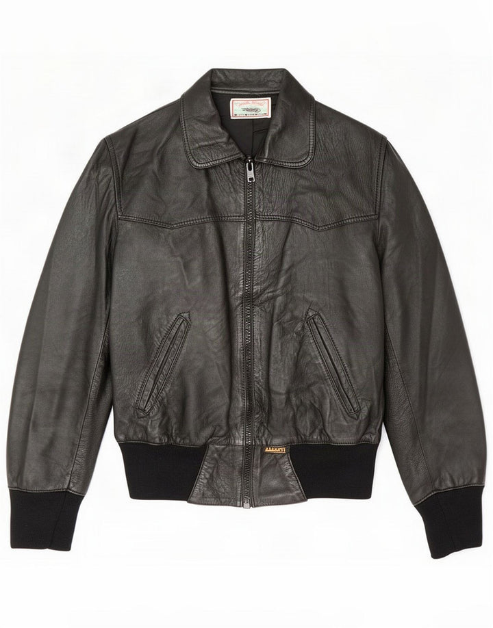 Albert Womens Bomber Leather Jacket UK 14 Medium Black