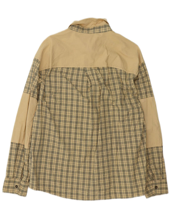 Think Pink Mens Shirt Medium Beige Check Cotton