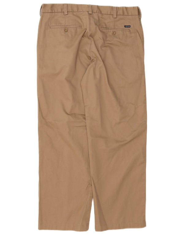 IZOD Mens Straight Chino Trousers W3 L30  Brown Cotton