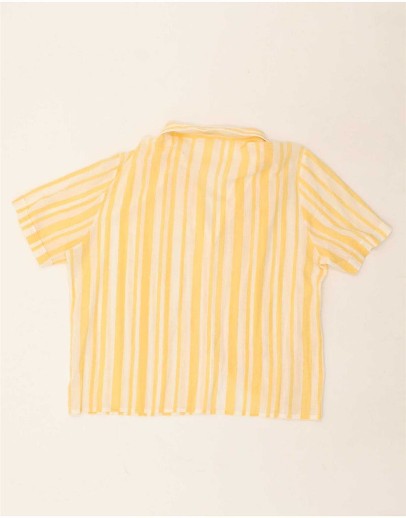 INES Womens Short Sleeve Shirt Blouse EU 46 XL Yellow Striped Cotton Vintage Ines and Second-Hand Ines from Messina Hembry 