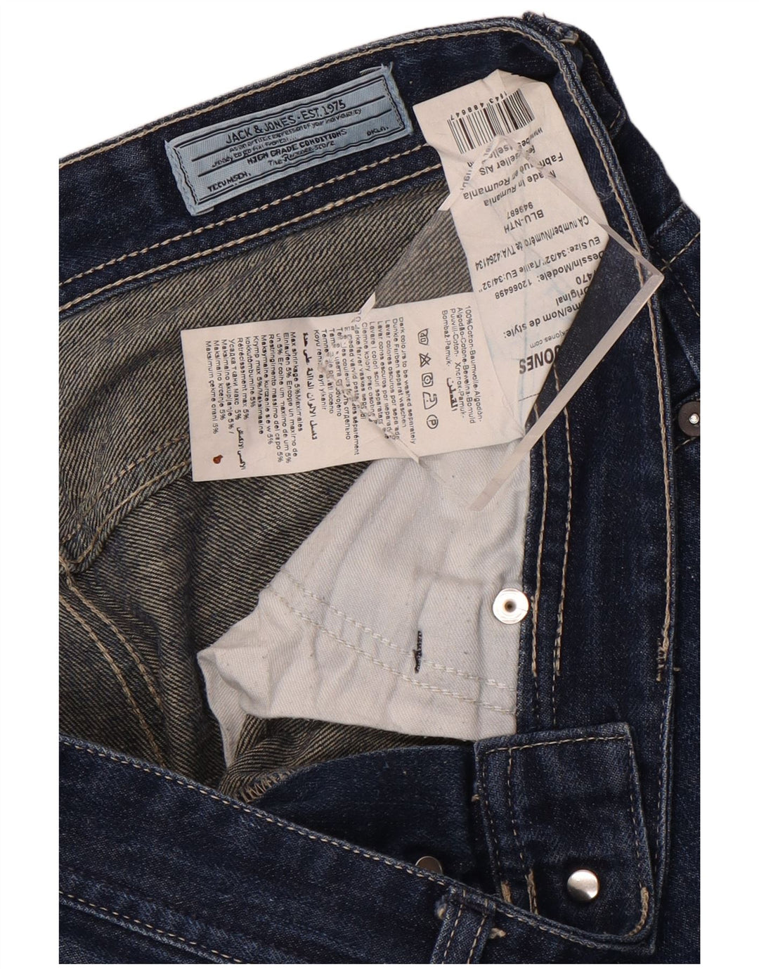 Jack & Jones Mens Straight Jeans W34 L32 Blue Cotton