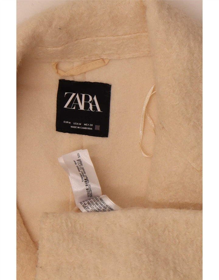 Zara Womens Oversized Fleece Overcoat UK 14 Medium Beige Polyester