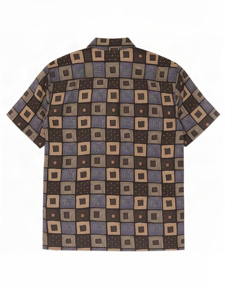 Vintage Mens Short Sleeve Shirt Medium Multicoloured Geometric