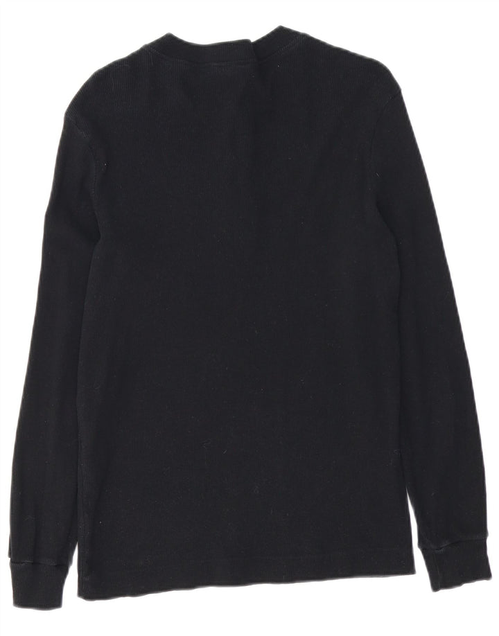 Sisley Mens Top Long Sleeve Medium Black Cotton