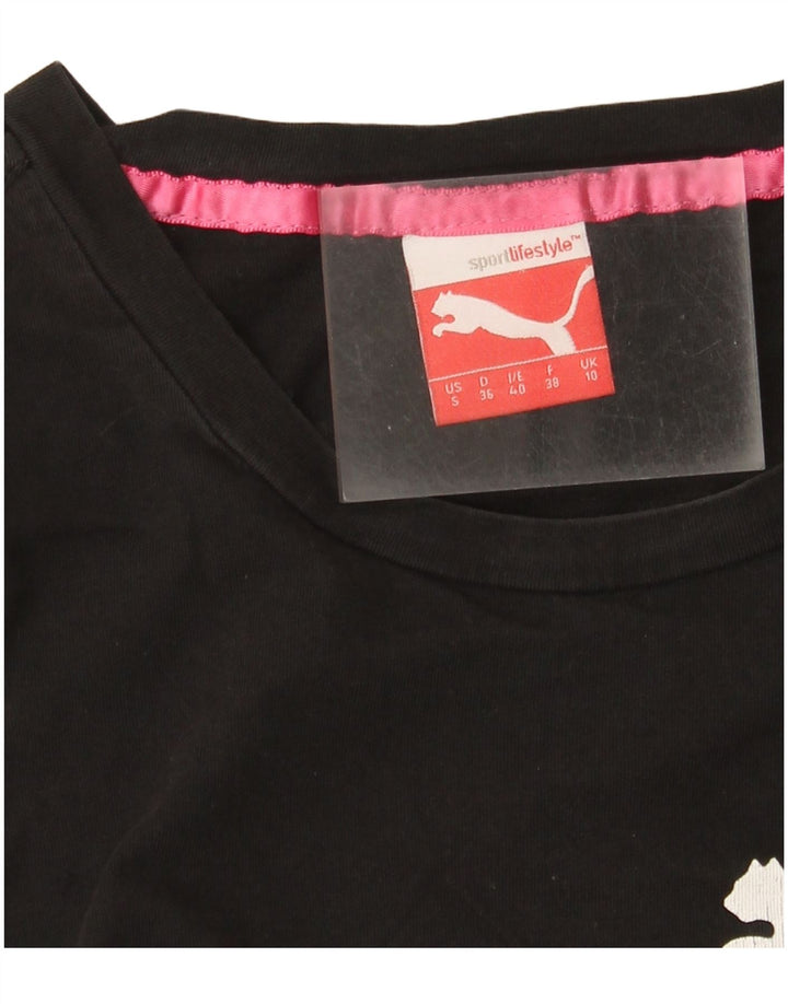 Puma Womens Graphic T-Shirt Top UK 10 Small Black