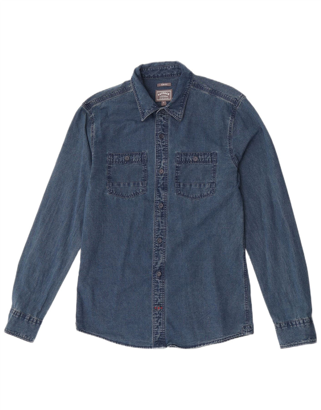 Fat Face Mens Slim Fit Denim Shirt Small Blue Cotton