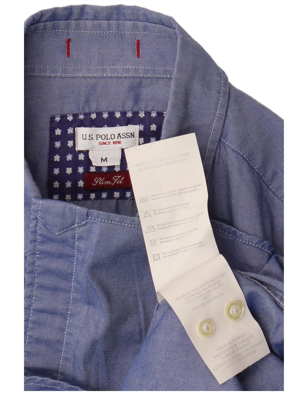 U.S. Polo Assn. Mens Slim Fit Shirt Medium Blue Cotton