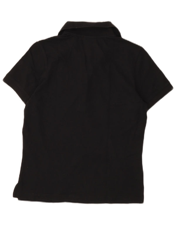 Conte of Florence Womens Polo Shirt UK 12 Medium Black Cotton