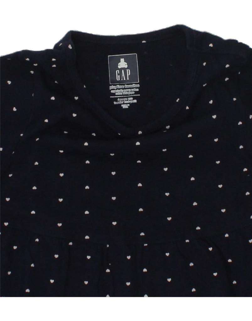 GAP Girls Top Long Sleeve 3-4 Years Navy Blue Spotted Cotton | Vintage Gap | Thrift | Second-Hand Gap | Used Clothing | Messina Hembry 