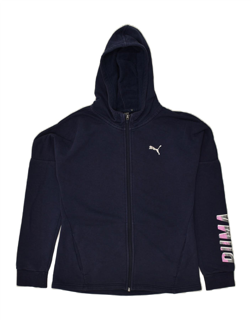 PUMA Boys Graphic Zip Hoodie Sweater 13-14 Years Navy Blue Cotton | Vintage Puma | Thrift | Second-Hand Puma | Used Clothing | Messina Hembry 