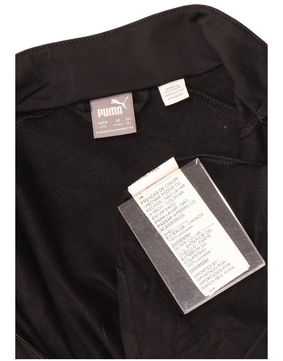 PUMA Boys Tracksuit Top Jacket 13-14 Years Black Colourblock Polyester