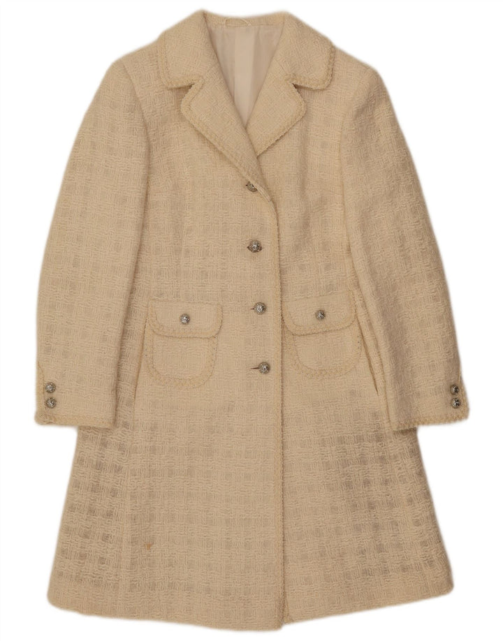 Exclusive Womens Overcoat UK 10 Small Off White Check