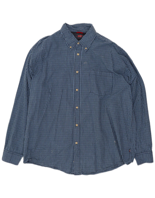 Wrangler Mens Shirt XL Blue Gingham Cotton