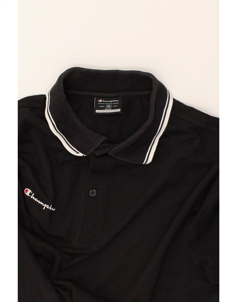 CHAMPION Mens Polo Shirt XL Black | Vintage Champion | Thrift | Second-Hand Champion | Used Clothing | Messina Hembry 