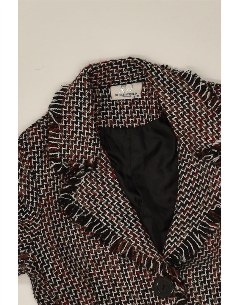 VINTAGE Womens 3 Button Blazer Jacket EU 36 Small Black Chevron Acrylic | Vintage Vintage | Thrift | Second-Hand Vintage | Used Clothing | Messina Hembry 