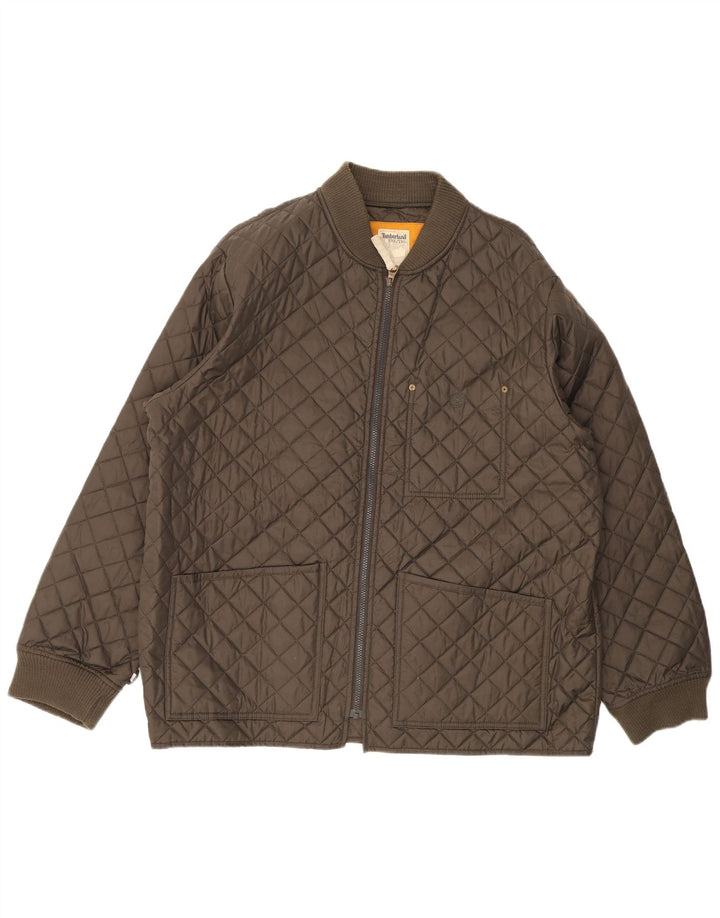 Timberland Mens Quilted Jacket UK 44 2XL Khaki Nylon