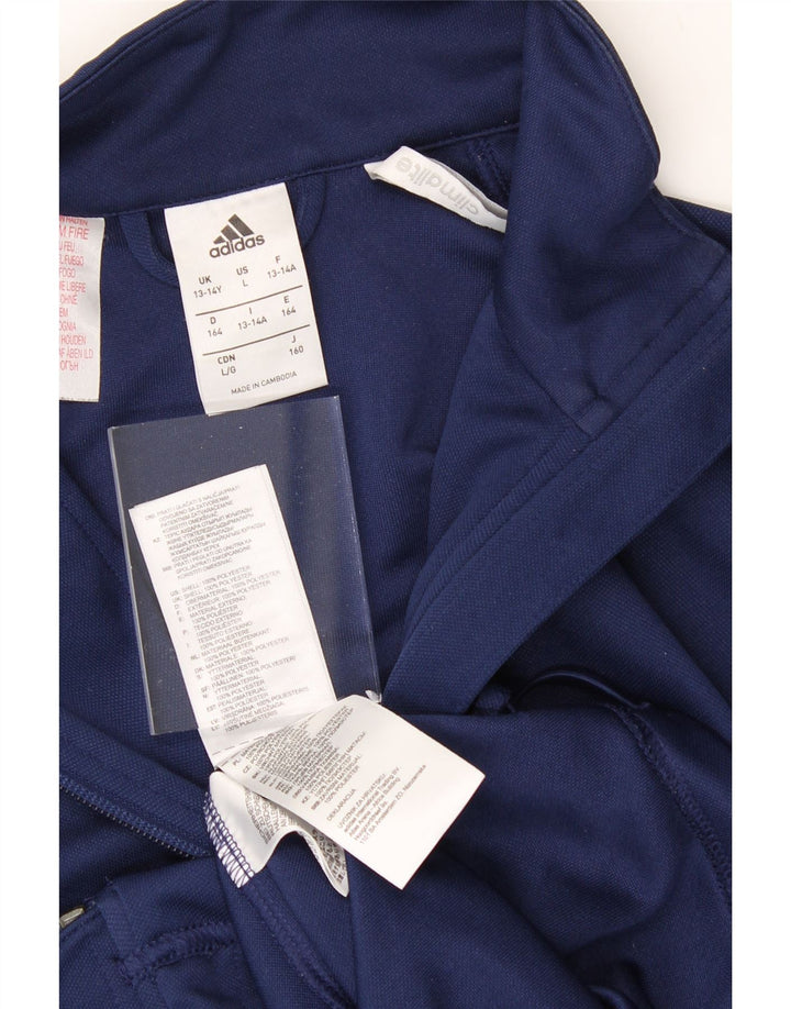 ADIDAS Boys Climalite Tracksuit Top Jacket 13-14 Years Navy Blue Polyester Vintage Adidas and Second-Hand Adidas from Messina Hembry 